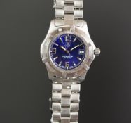 MID SIZE TAG HEUER PROFESSIONAL REF. WN 1212, circular blue dial with hour markers and date