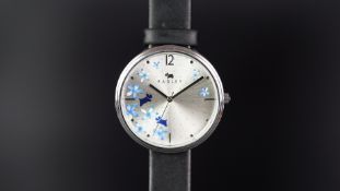 MID SIZE RADLEY WRISTWATCH, circular silver dial with floral design, silver hands, 35mm stainless