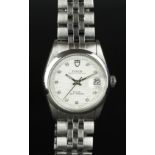 GENTLEMEN'S TUDOR ROLEX PRINCE OYSTER DATE DIAMOND DIAL REF. 74000, circular linen diamond dot