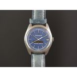 GENTS JAEGER LE COULTRE MASTER QUARTZ WRISTWATCH, circular blue dial with silver hour marker and