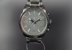 GENTS DIESEL WRISTWATCH, circular black dial with silver hour markers, 50mm black case with quartz