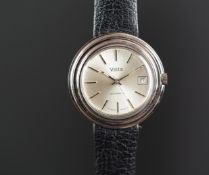 GENTS VETTA VINTAGE AUTOMATIC WRISTWATCH, circular silver with silver hour markers and a date