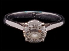 Single stone diamond ring, round brilliant cut diamond weighing an estimated 0.72ct, estimated