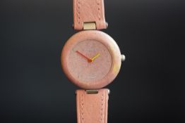 LADIES' TISSOT ROCKWATCH QUARTZ WRISTWATCH, REF R150, pink dial with no markers, 29mm pink granite