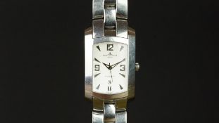 GENTLEMEN'S BAUME AND MERICER WRISTWATCH, rectangular two tone dial with Arabic numerals, a date