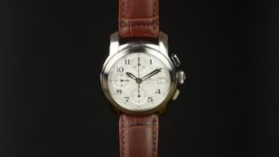 GENTLEMEN'S BAUME AND MERICER CHRONOGRAPH WRISTWATCH, circular two tone triple register dial with