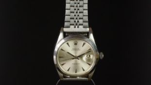 GENTLEMEN'S ROLEX OYSTERDATE PRECISION WRISTWATCH REF. 6694, circular silver dial with arrow hands