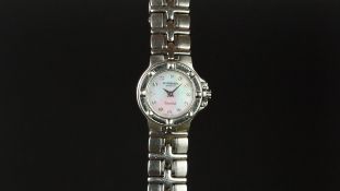 LADIES' RAYMOND WEIL PARSIFAL WRISTWATCH, circular mother of pearl dial with diamond dot hour