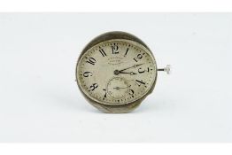 RARE EARLY SILVER WRISTWATCH, oversized oval dial with Arabic numerals, subsidiary seconds dial,