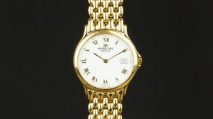 GENTLEMEN'S RAYMOND WEIL WRISTWATCH, circular white dial with gold Roman numerals with a date