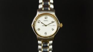 GENTLEMEN'S EBEL WRISTWATCH, circular dial with Arabic numerals and date aperture, 18ct gold and