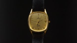 GENTLEMEN'S OMEGA DE VILLE QUARTZ WRISTWATCH, rounded square champagne dial with baton hour