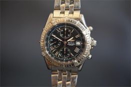 GENTLEMEN'S BREITLING CROSSWIND CHRONOGRAPH WRISTWATCH REF. A13055, circular navy triple register