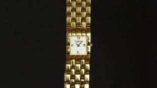 LADIES' RAYMOND WEIL WRISTWATCH, square dial with Roman numerals, gold plated stainless steel case