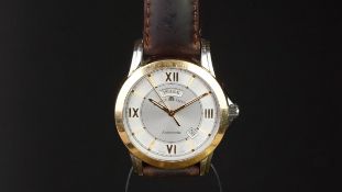 GENTLEMEN'S MAURICE LACROIX AUTOMATIC DAY DATE WRISTWATCH, circular silver dial with bronze hour