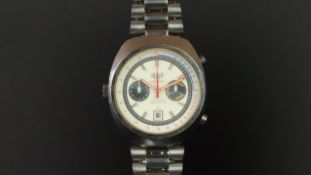 RARE GENTLEMEN'S HEUER MONTREAL AUTOMATIC VINTAGE CHRONOGRAPH, circular off white and multi coloured