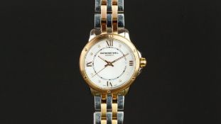 LADIES' RAYMOND WEIL WRISTWATCH, circular mother of pearl dial with a date aperture, and Roman