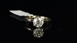 Single stone diamond ring, old European cut diamond weighing an estimated 2.14ct, set in white