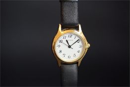 LADIES' GOLD PLATED SEKONDA QUARTZ WRISTWATCH, REF N4134, round white dial with black Arabic numbers