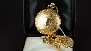 SEKONDA POCKET WATCH, gold plated case, round white dial with Arabic numerals, on a gold plated