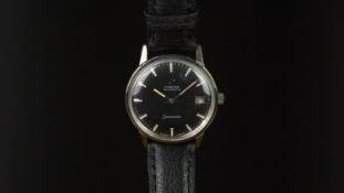 GENTLEMEN'S OMEGA SEAMASTER DATE WRISTWATCH, circular black dial with baton hour markers and a