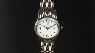 GENTLEMEN'S MAURICE LACROIX DATE WRISTWATCH, circular white dial with silver hour markers and a date