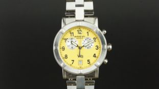 GENTLEMEN'S RAYMOND WEIL W1 CHRONOGRAPH, circular yellow twin register dial with Arabic numerals and