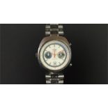 RARE GENTLEMEN'S HEUER MONTREAL AUTOMATIC VINTAGE CHRONOGRAPH, circular off white and multi coloured