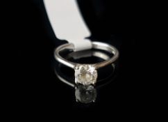 Single stone diamond ring, round brilliant cut diamond weighing an estimated 0.50ct, estimated