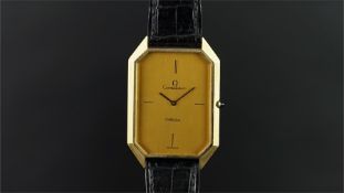 GENTLEMEN'S OMEGA CONSTELLATION OVERSIZE WRISTWATCH, rectangular champagne dial with a raised