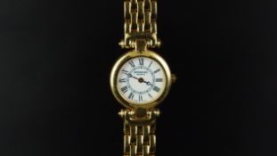 LADIES' GOLD PLATED RAYMOND WEIL GENEVE QUARTZ WRISTWATCH, ref 5868, circular 23mm gold plated case,