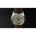 GENTLEMEN'S TUDOR BIG ROSE OYSTERDATE ROULETTE DATE WRISTWATCH, circular silver dial with silver