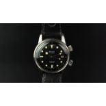 GENTLEMEN'S PRECIMAX SUPERCOMPRESSOR VINTAGE DIVERS WRISTWATCH, circular patina black and grey