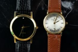 X2 LADIES' WRISTWATCH INCL. MAURICE LACROIX, circular silver dial, Roman numerals, brown leather