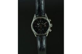 GENTLEMEN'S TAG HEUER CARRERA CHRONOGRAPH WRISTWATCH, circular black dial with bronze Arabic