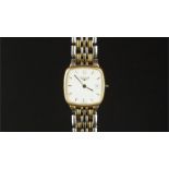 LADIES' LONGINES FLAGSHIP WRISTWATCH, square white dial with baton hour markers and a date aperture,