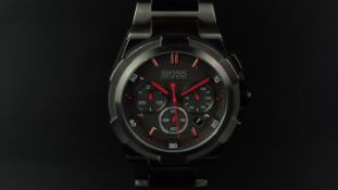 GENTLEMEN'S BLACK STAINLESS STEEL HUGO BOSS QUARTZ CHRONOGRAPH WRISTWATCH, ref HB.280.1.34.2886,