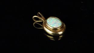 Synthetic opal pendant, mounted in 9ct gold