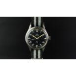 GENTLEMEN'S VINTAGE OMEGA BRITISH MILITARY 'THIN ARROW' WRISTWATCH, circular black dial with