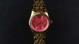 LADIES' GOLD PLATED MICHAEL KORS QUARTZ WRISTWATCH, ref MK-3270, circular 26mm gold plated case,