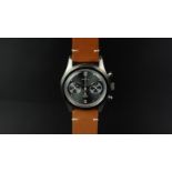 GENTLEMEN’S BALTIC BICOMPAX NOS WRISTWATCH, circular silvered dial, twin register chronograph, gun