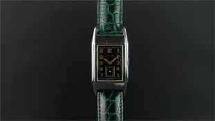 GENTLEMEN'S MAPPIN & WEBB VINTAGE WRISTWATCH, rectangular black lacquer dial with gold Arabic