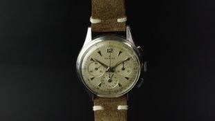 RARE GENTLEMEN'S ZENITH EXCELSIOR PARK CHRONOGRAPH, circular silver triple register dial with dagger