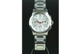 GENTLEMEN'S MAURICE LACROIX ROGER FEDERER CHRONOGRAPH, circular silver triple register dial with