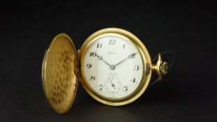 VINTAGE HELVEX POCKET WATCH, circular white dial with Arabic numerals and a sub dial, 45mm base