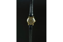 LADIES' ZODIAC SWISS WRISTWATCH, circular pewter dial with gold hour markers in a 21mm stainless