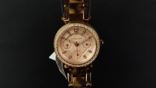 LADIES' ROSE GOLD PLATED MICHAEL KORS QUARTZ WRISTWATCH, ref MK-5841, circular 34mm gold plated