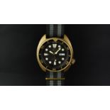 UNUSUAL CUSTOM SEIKO TURTLE  DIVERS WATCH, black circular dial, luminous hour markers, day/date