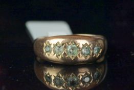 Edwardian five stone gypsy ring, five white stones, partial Chester hallmark, ring size P