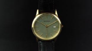 GENTLEMEN'S GOLD PLATED SEKONDA QUARTZ DATE WRISTWATCH, ref N3697A, round 38mm gold plated case with